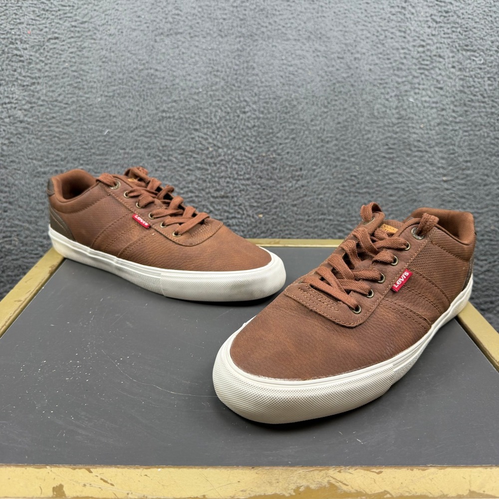 Levis Mens 51950509H Brown Synthetic Leather Low Top Sneakers Size 10